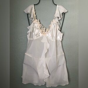 vtg Y2K Blossom Intimate Sleepwear Lingerie Set Silky White Women Small